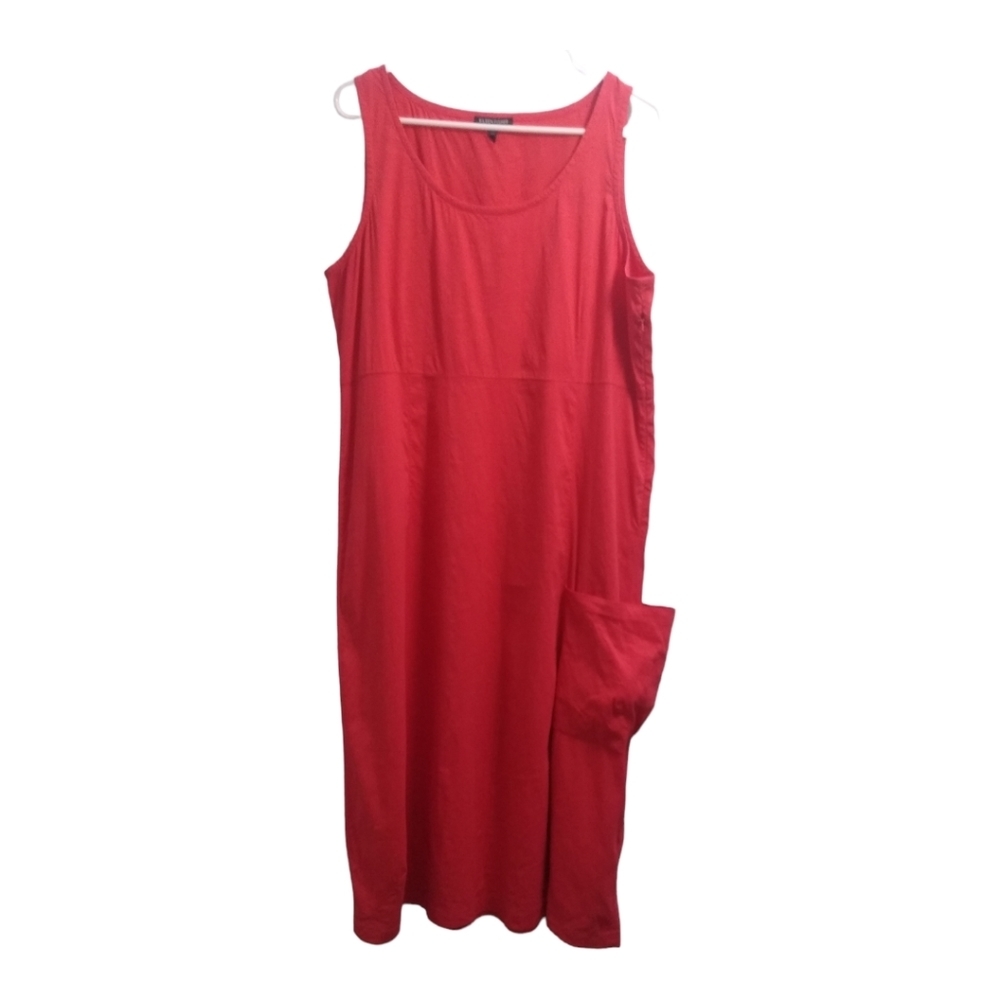 Eileen Fisher Linen Viscose Blend Lagenlook Sleeveless Maxi Dress Size L